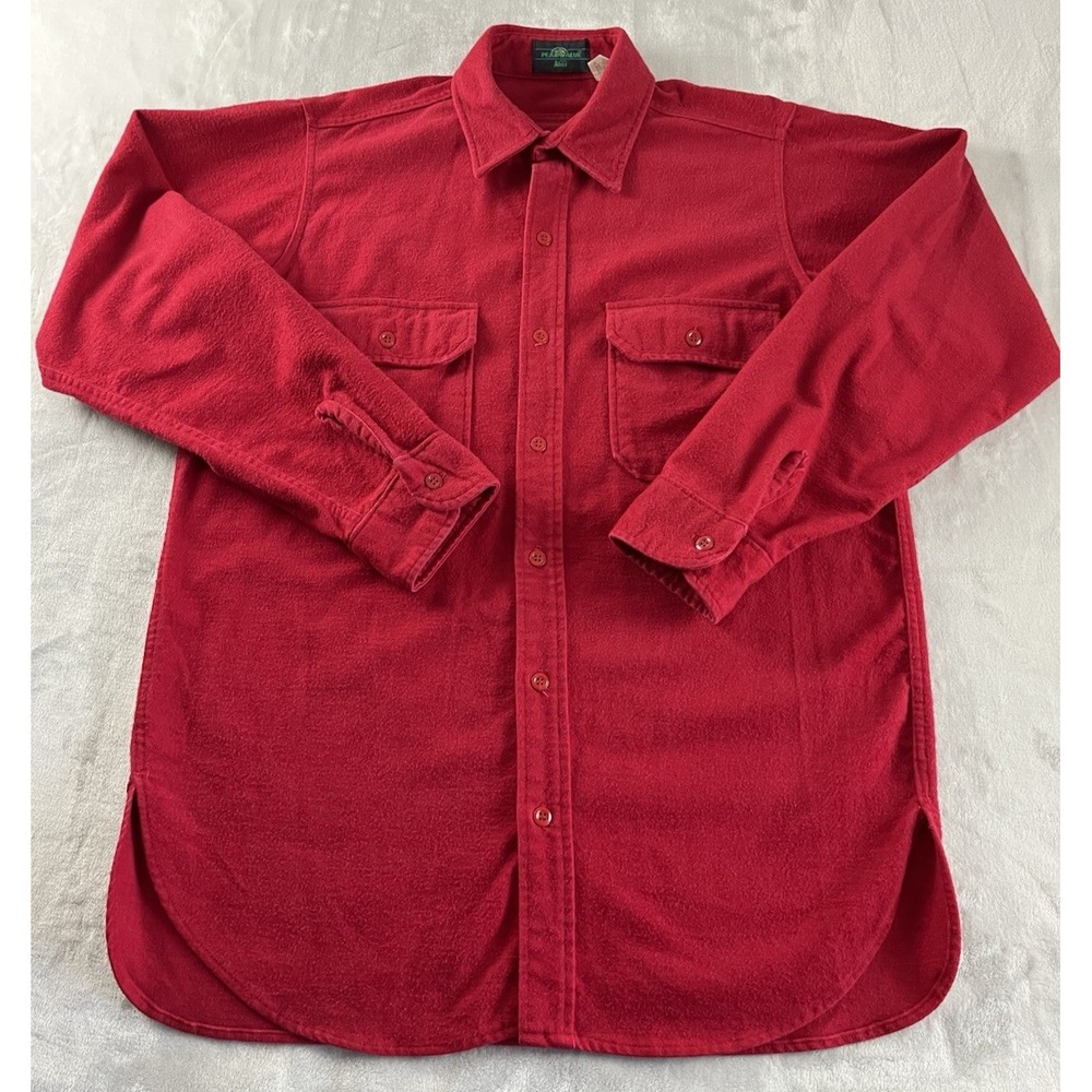VTG REI Peakvalue Flannel Shirt Men Large Red Chest Pockets Side Slit Chamois